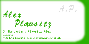 alex plavsitz business card